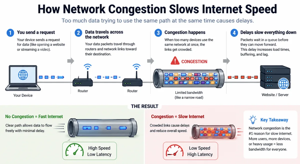 How Network Congestion Slows Internet Speed
