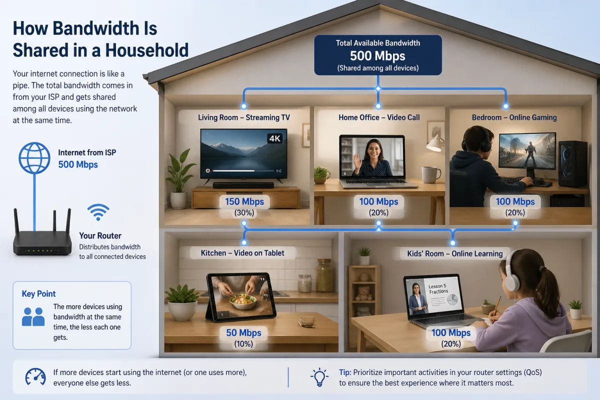 How Bandwidth Is Shared in a Household