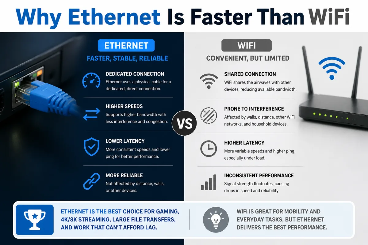 Why Ethernet Is Faster Than WiFi