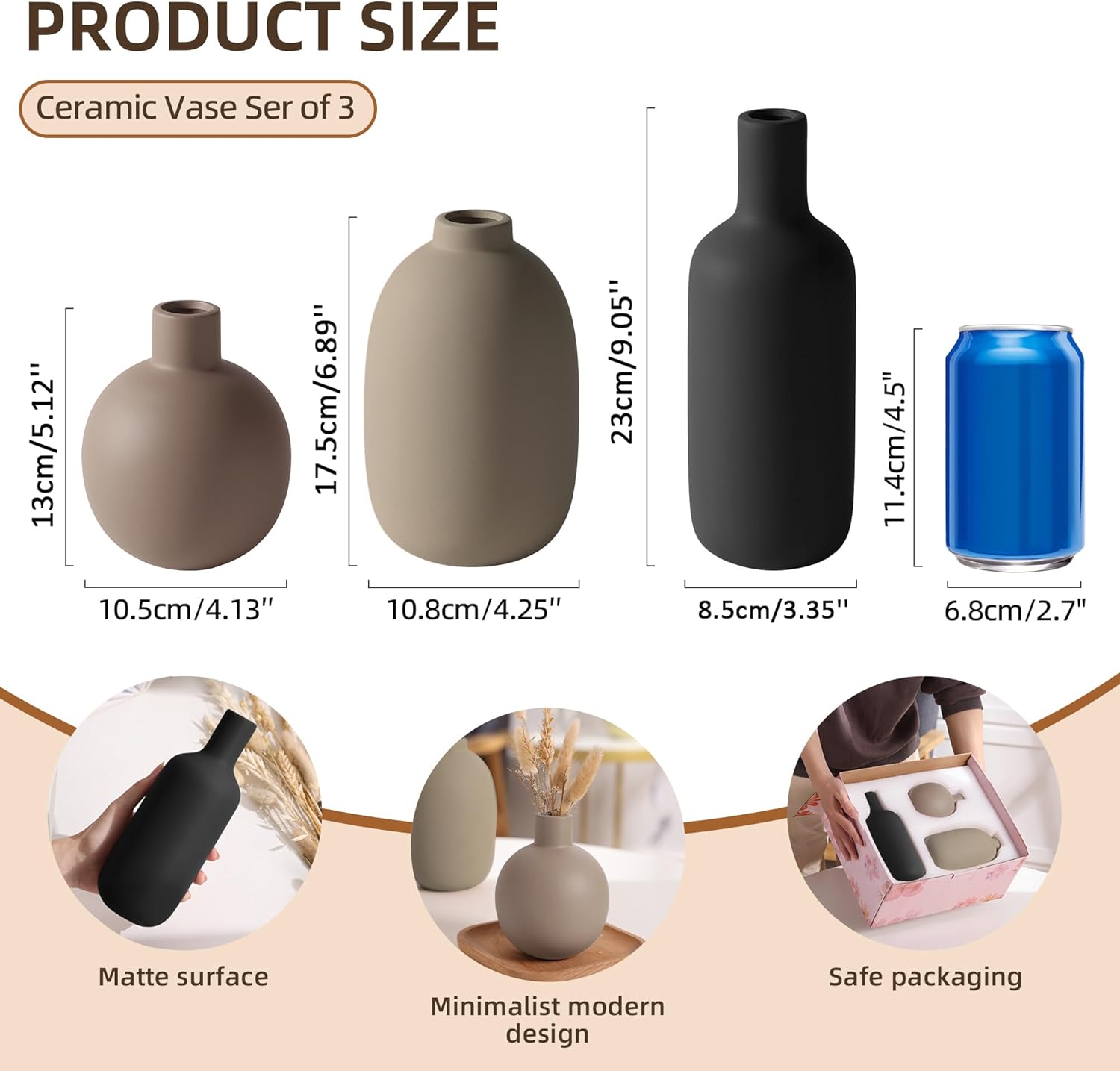 Smiletag Ceramic Vase: Modern Farmhouse Charm for Any Shelf